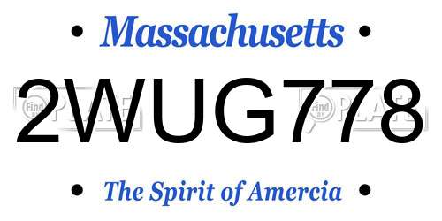 2WUG778 Massachusetts License Plate