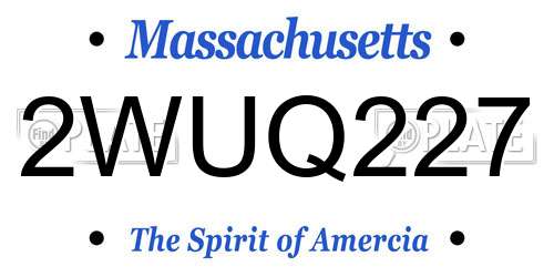2WUQ227 Massachusetts License Plate