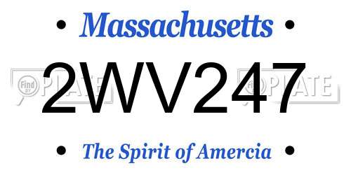 2WV247 Massachusetts License Plate