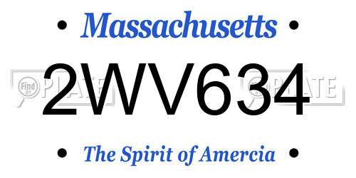 2WV634 Massachusetts License Plate