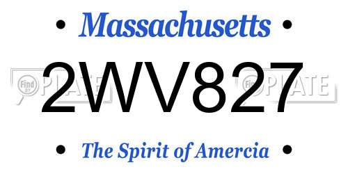 2WV827 Massachusetts License Plate