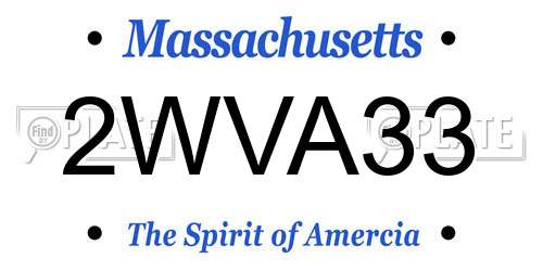 2WVA33 Massachusetts License Plate