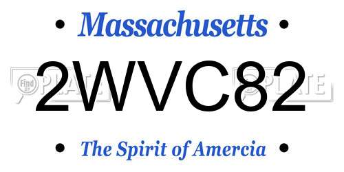 2WVC82 Massachusetts License Plate