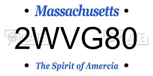 2WVG80 Massachusetts License Plate