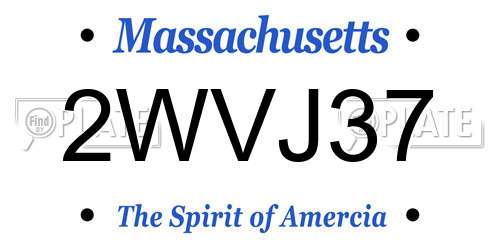 2WVJ37 Massachusetts License Plate