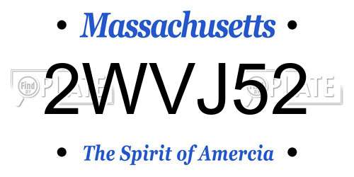 2WVJ52 Massachusetts License Plate