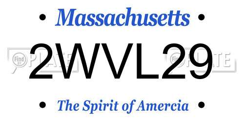 2WVL29 Massachusetts License Plate