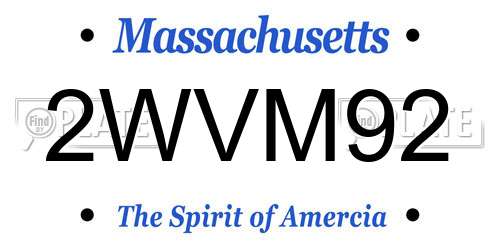 2WVM92 Massachusetts License Plate