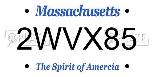 2WVX85 Massachusetts License Plate