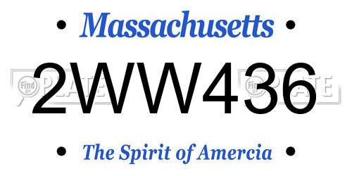2WW436 Massachusetts License Plate