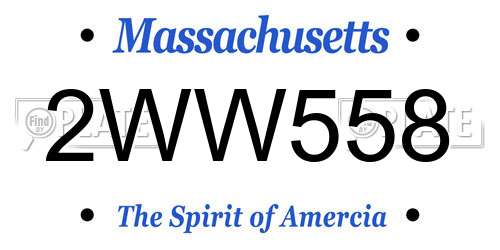 2WW558 Massachusetts License Plate