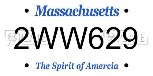 2WW629 Massachusetts License Plate