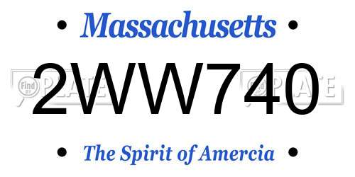 2WW740 Massachusetts License Plate