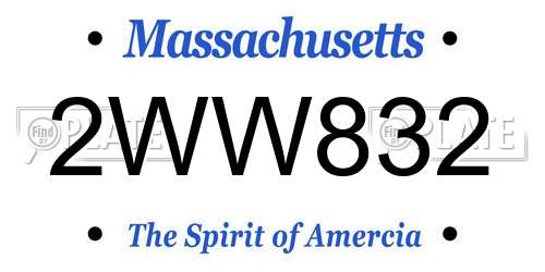 2WW832 Massachusetts License Plate