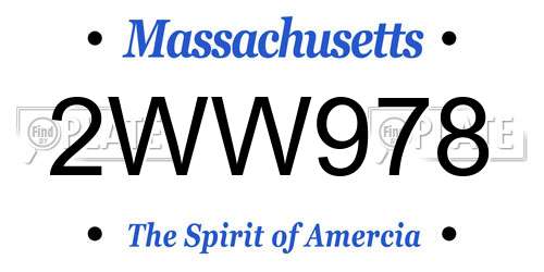 2WW978 Massachusetts License Plate