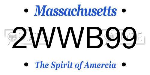 2WWB99 Massachusetts License Plate