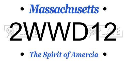 2WWD12 Massachusetts License Plate