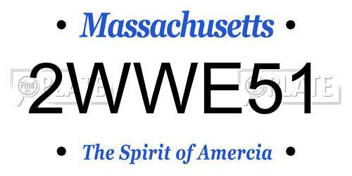 2WWE51 Massachusetts License Plate