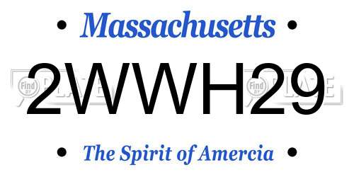 2WWH29 Massachusetts License Plate