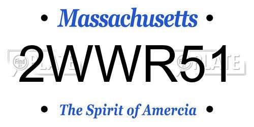 2WWR51 Massachusetts License Plate