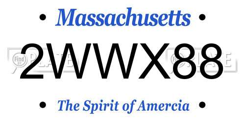 2WWX88 Massachusetts License Plate