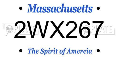 2WX267 Massachusetts License Plate