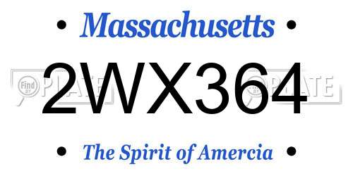 2WX364 Massachusetts License Plate