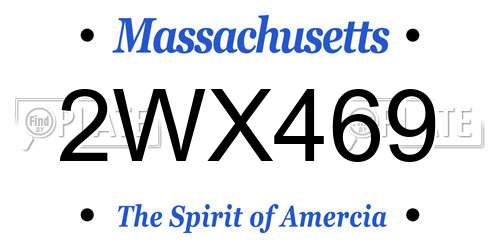 2WX469 Massachusetts License Plate