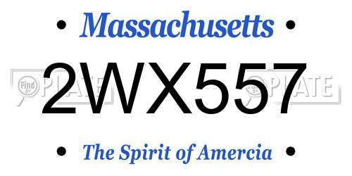 2WX557 Massachusetts License Plate