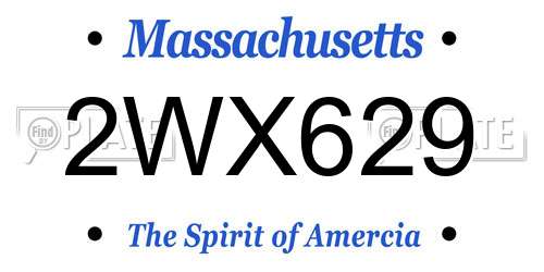 2WX629 Massachusetts License Plate
