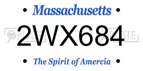 2WX684 Massachusetts License Plate