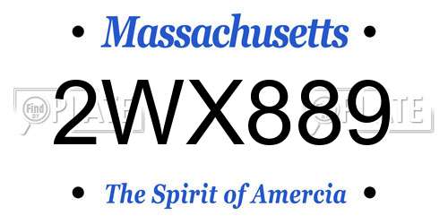 2WX889 Massachusetts License Plate