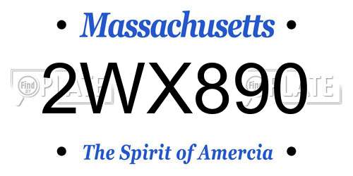 2WX890 Massachusetts License Plate