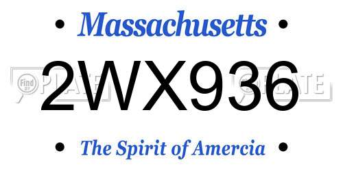 2WX936 Massachusetts License Plate