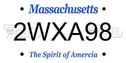 2WXA98 Massachusetts License Plate