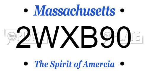 2WXB90 Massachusetts License Plate