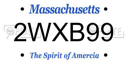 2WXB99 Massachusetts License Plate