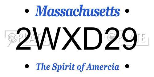 2WXD29 Massachusetts License Plate