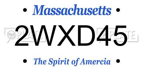2WXD45 Massachusetts License Plate