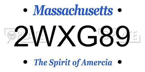2WXG89 Massachusetts License Plate