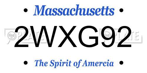 2WXG92 Massachusetts License Plate