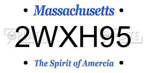 2WXH95 Massachusetts License Plate