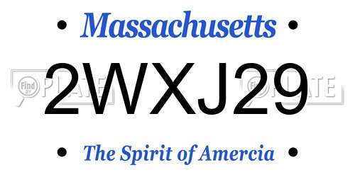 2WXJ29 Massachusetts License Plate