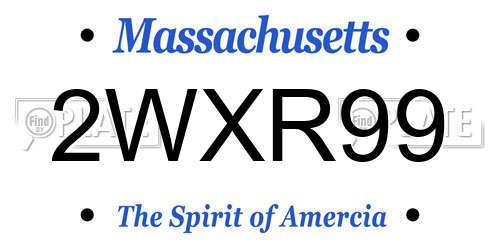 2WXR99 Massachusetts License Plate