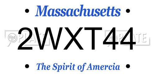 2WXT44 Massachusetts License Plate
