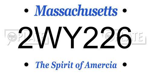 2WY226 Massachusetts License Plate