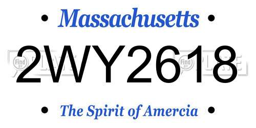 2WY2618 Massachusetts License Plate