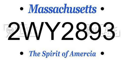 2WY2893 Massachusetts License Plate