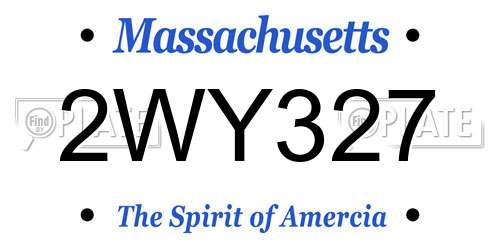 2WY327 Massachusetts License Plate