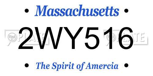 2WY516 Massachusetts License Plate